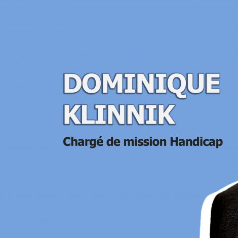 Titre de la presentation-video sous la forme carte de visite de Dominique Klinnik chargé de mission handicap pour le CHMS une vidéo réalisée par Fabien Guichardan-chercheur d'images.